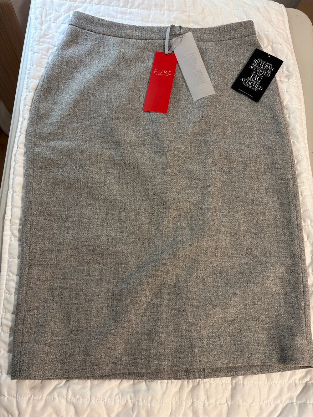 Pure Collection Heather Grey Wool Pencil Skirt US4 NWT